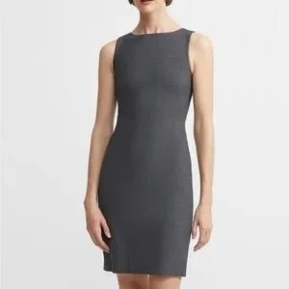 Theory charcoal melange Betty Tailored sheath dress in lightweight stretch wool